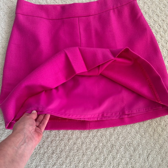 J. Crew 100% Wool Pleated Mini Skirt Hot Pink Size 12 NWT Preppy Office Academia - Picture 3 of 10